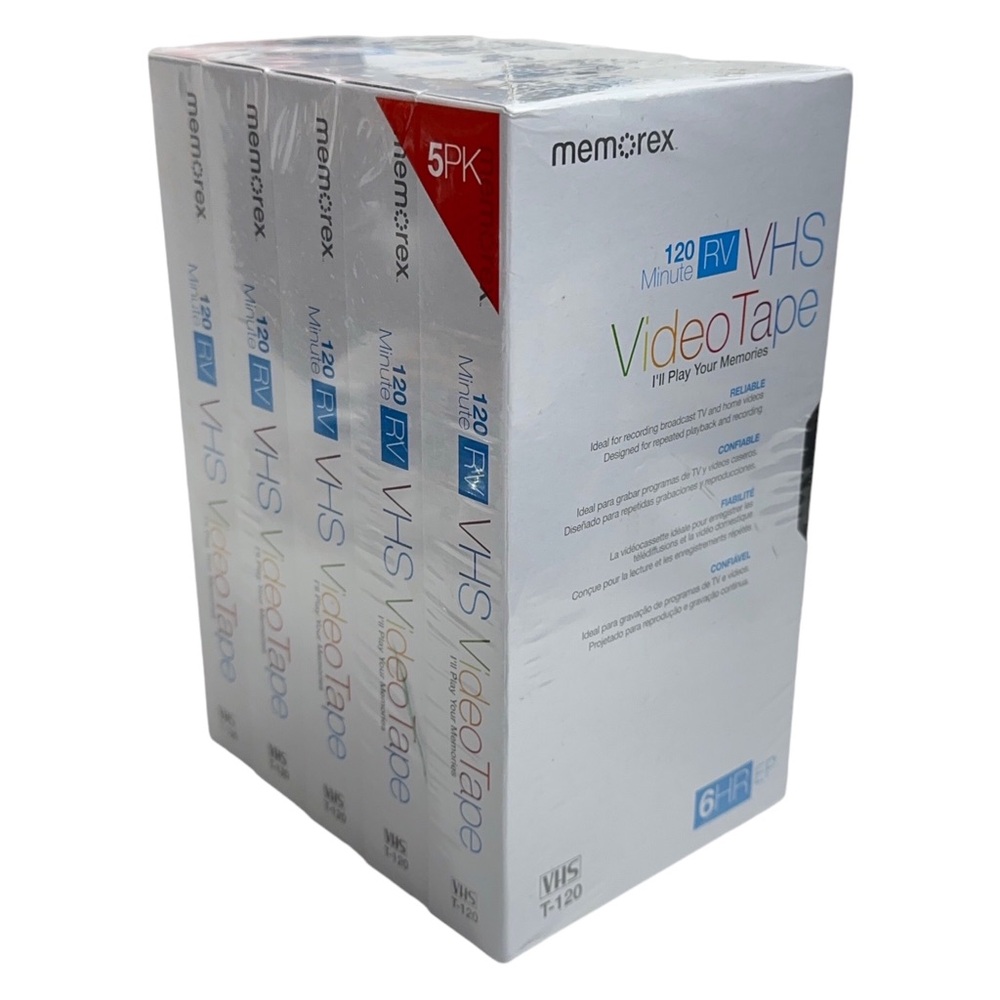 Memorex VHS Video Tapes 5 Pack 120m RV Sealed